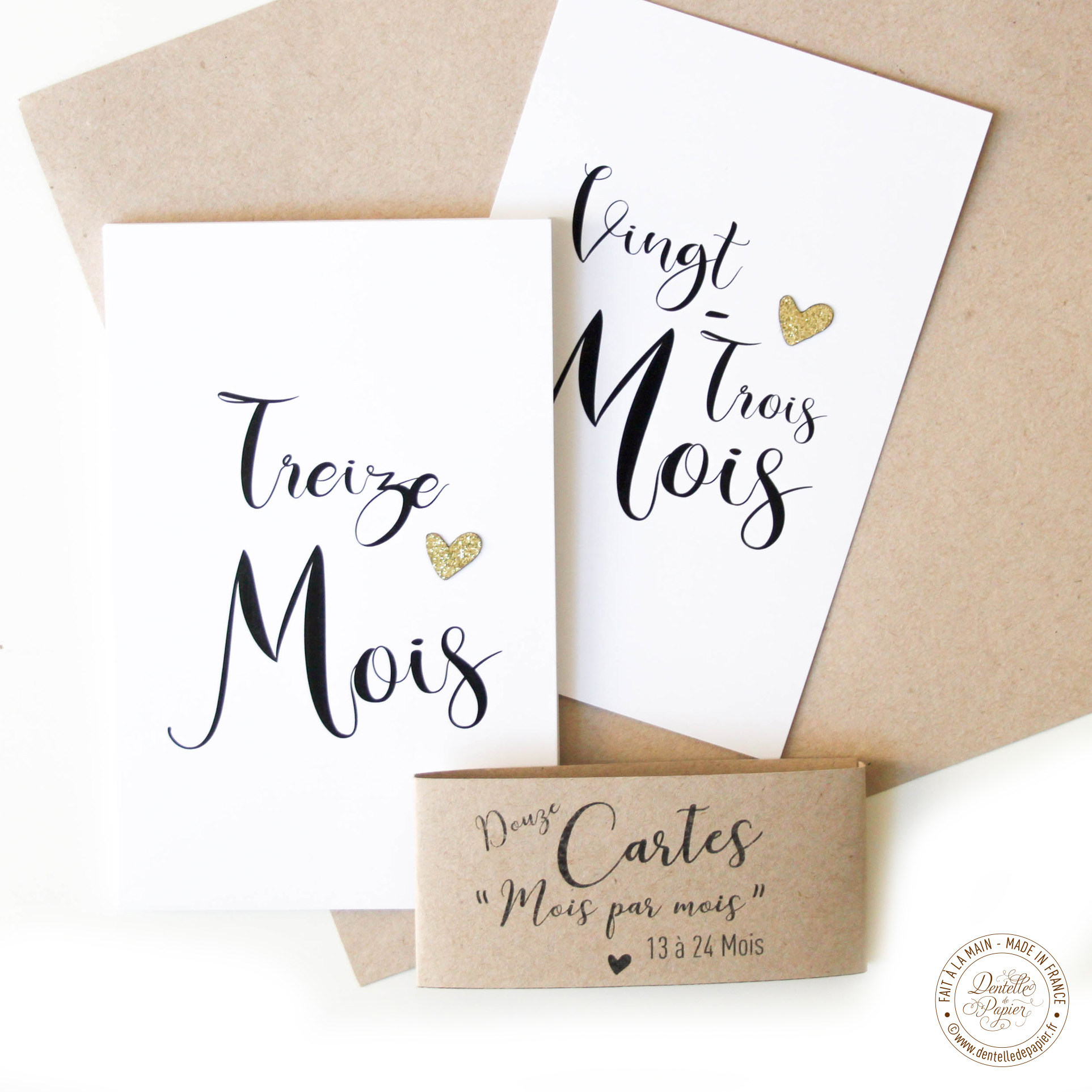 Lot De 12 Cartes Mois Par Mois Naissance 13 A 24 Mois Dentelle De Papier